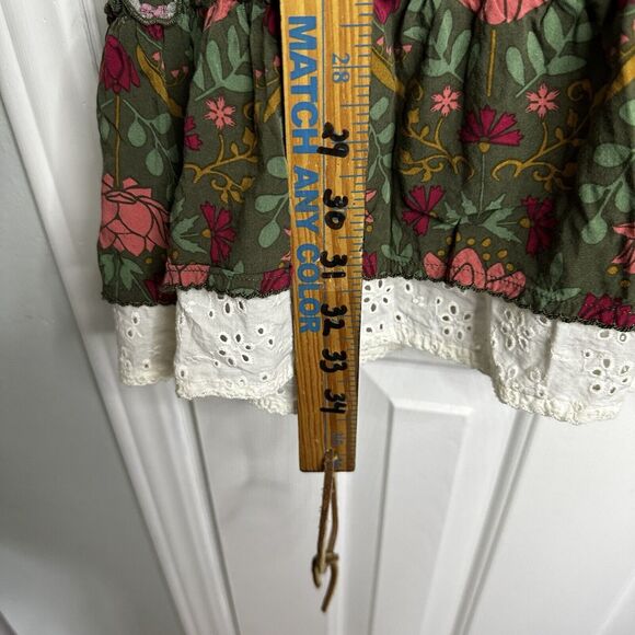 Matilda Jane Breaking Ground Green Floral Print Lace Trim Shift Dress Sz XS - Picture 4 of 9